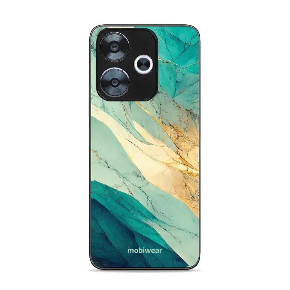 Handyhülle für Xiaomi Redmi 13 4G, Mobiwear Glossy Case, Türkis-Marmor