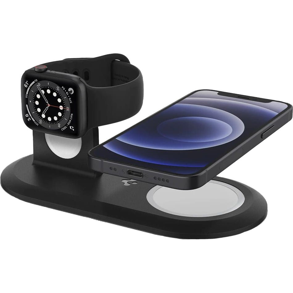 Überlagerung für Apple MagSafe und Apple Watch Ladegeräte, Spigen MagFit Duo, Schwarz