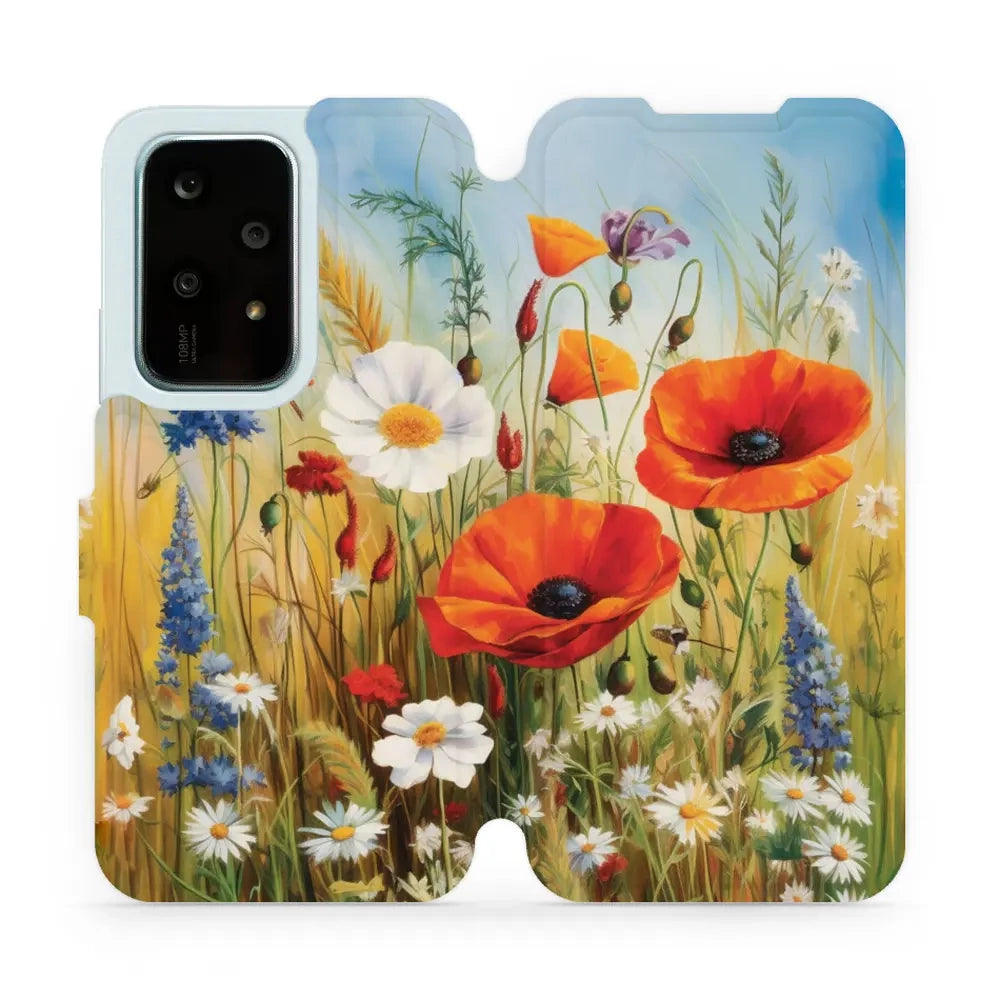 Handyhülle mit klappe für Honor 200 Lite, Mobiwear Book, Wiesenblumen