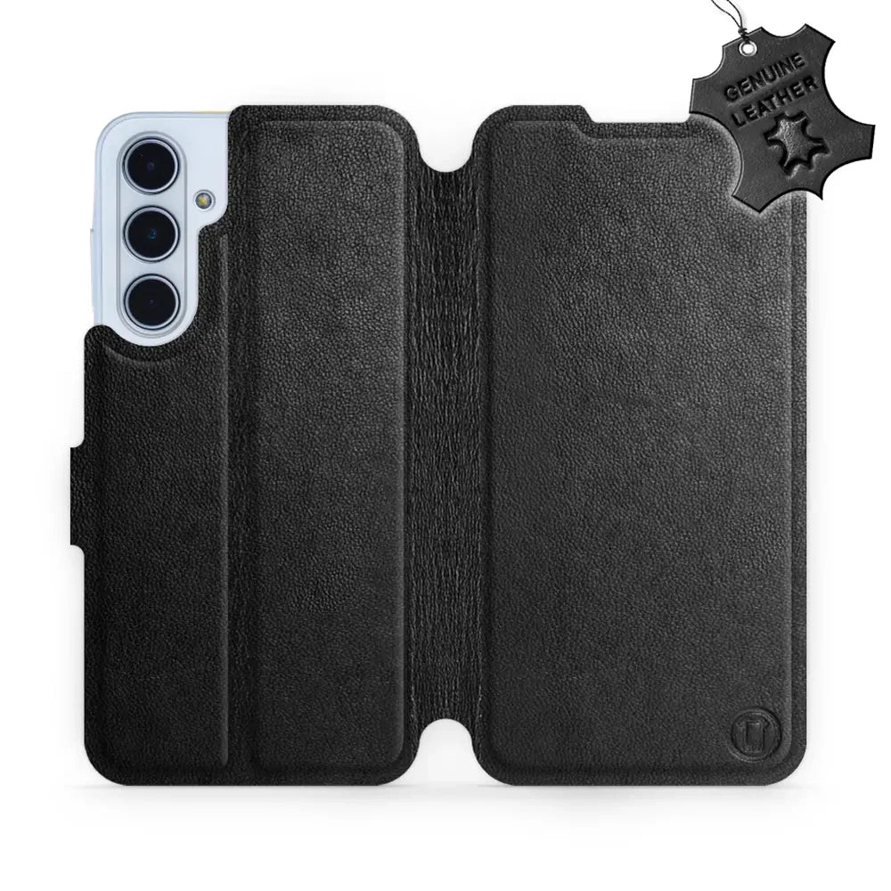 Echtleder Handyhülle für Galaxy M35 5G, Mobiwear Leather, Schwarz