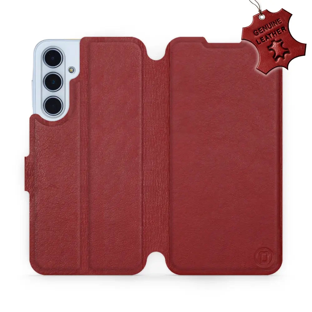 Echtleder Handyhülle für Galaxy M35 5G, Mobiwear Leather, Dunkelrot