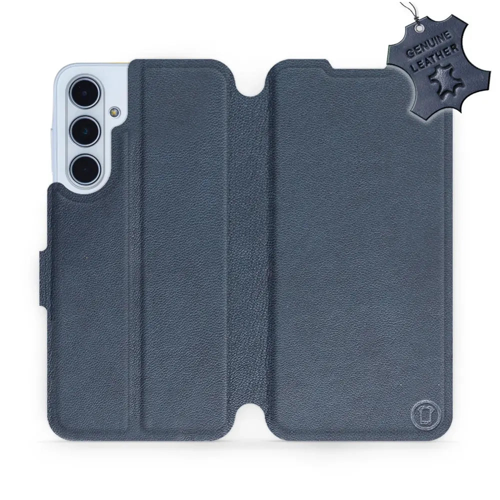 Echtleder Handyhülle für Galaxy M35 5G, Mobiwear Leather, Dunkelblau