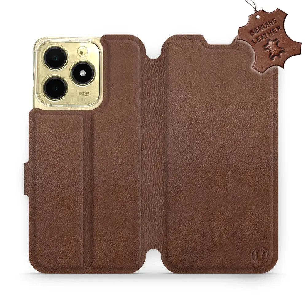 Echtleder Handyhülle für Realme C61, Mobiwear Leather, Braun