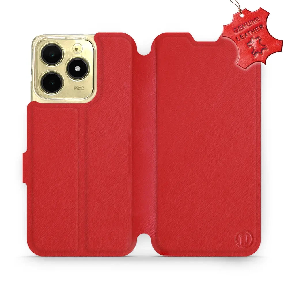 Echtleder Handyhülle für Realme C61, Mobiwear Leather, Rot