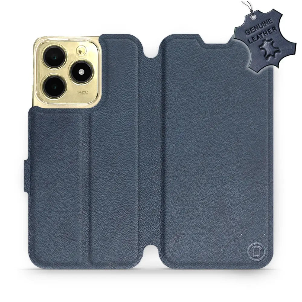 Echtleder Handyhülle für Realme C61, Mobiwear Leather, Dunkelblau