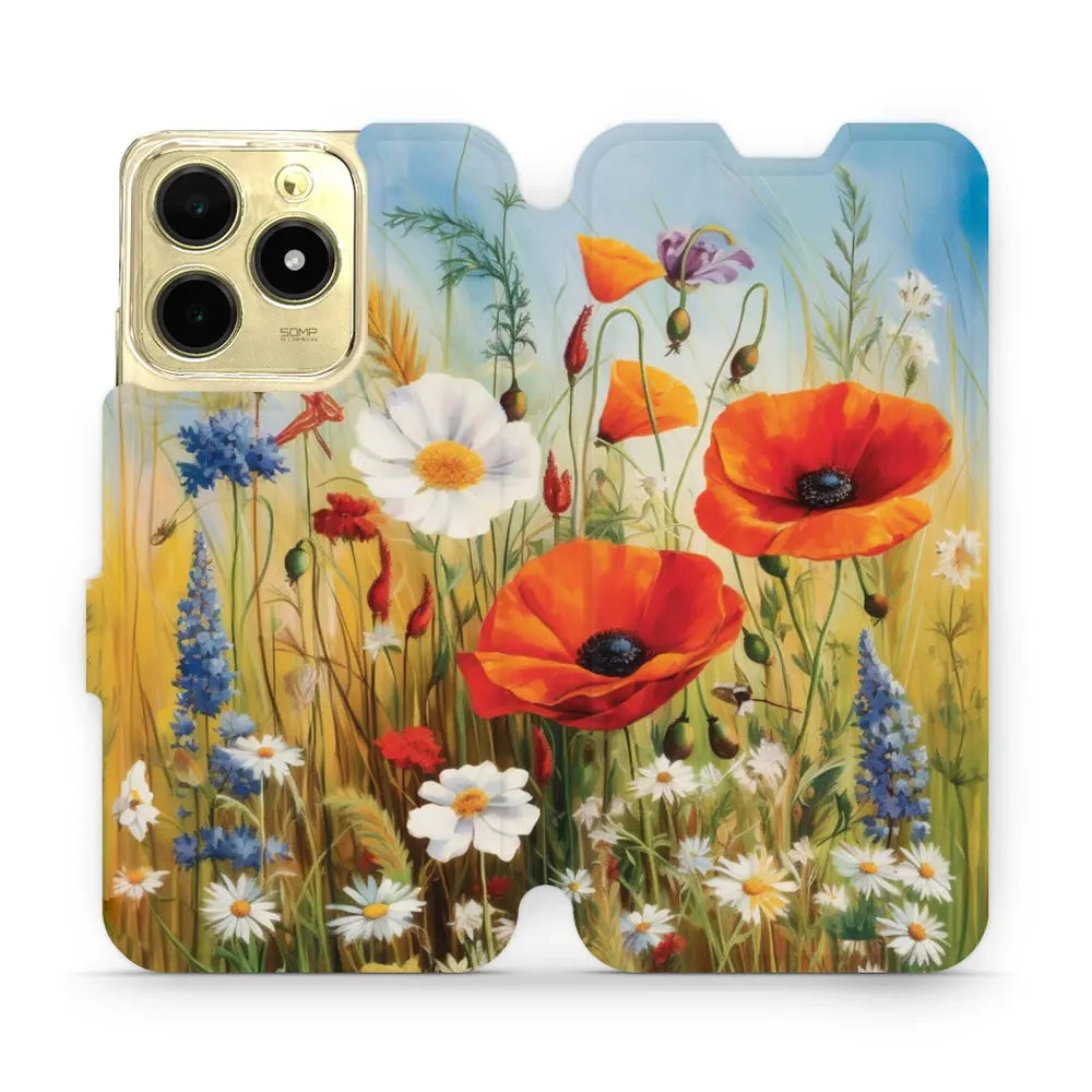 Handyhülle mit klappe für Realme C61, Mobiwear Book, Wiesenblumen