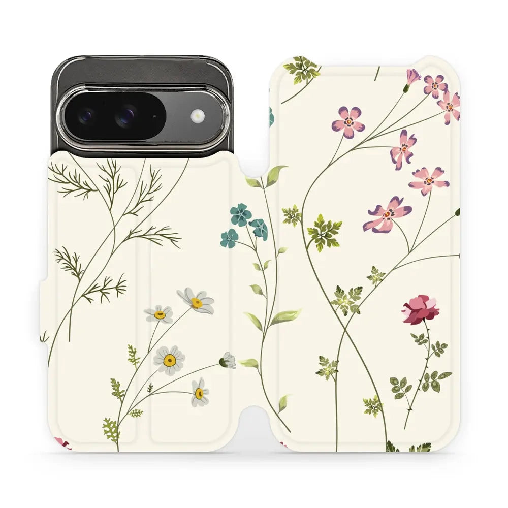 Handyhülle mit klappe für Google Pixel 9, Mobiwear Book, Feldblumen