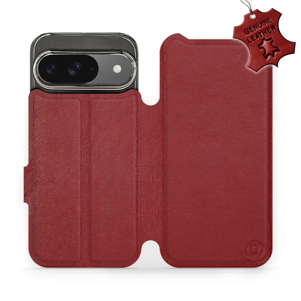 Echtleder Handyhülle für Google Pixel 9, Mobiwear Leather, Dunkelrot