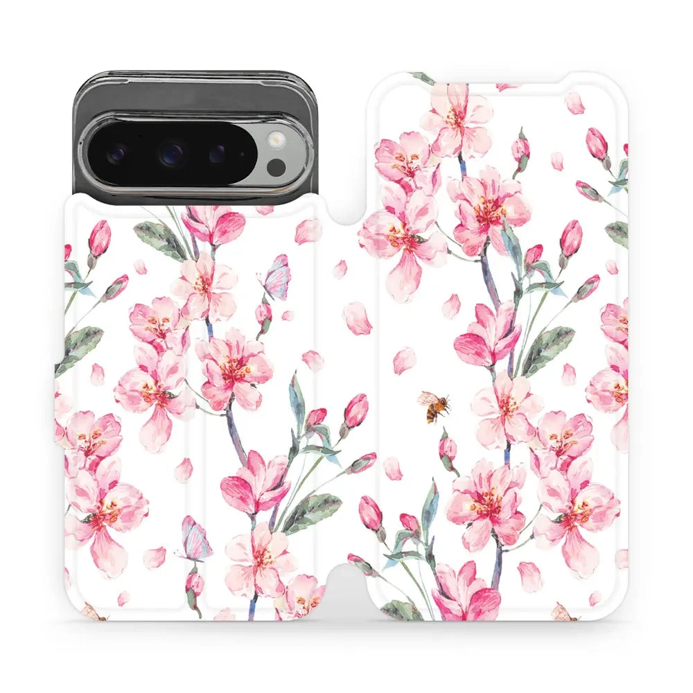 Handyhülle mit klappe für Google Pixel 9 Pro XL, Mobiwear Book, Rosa Frühling