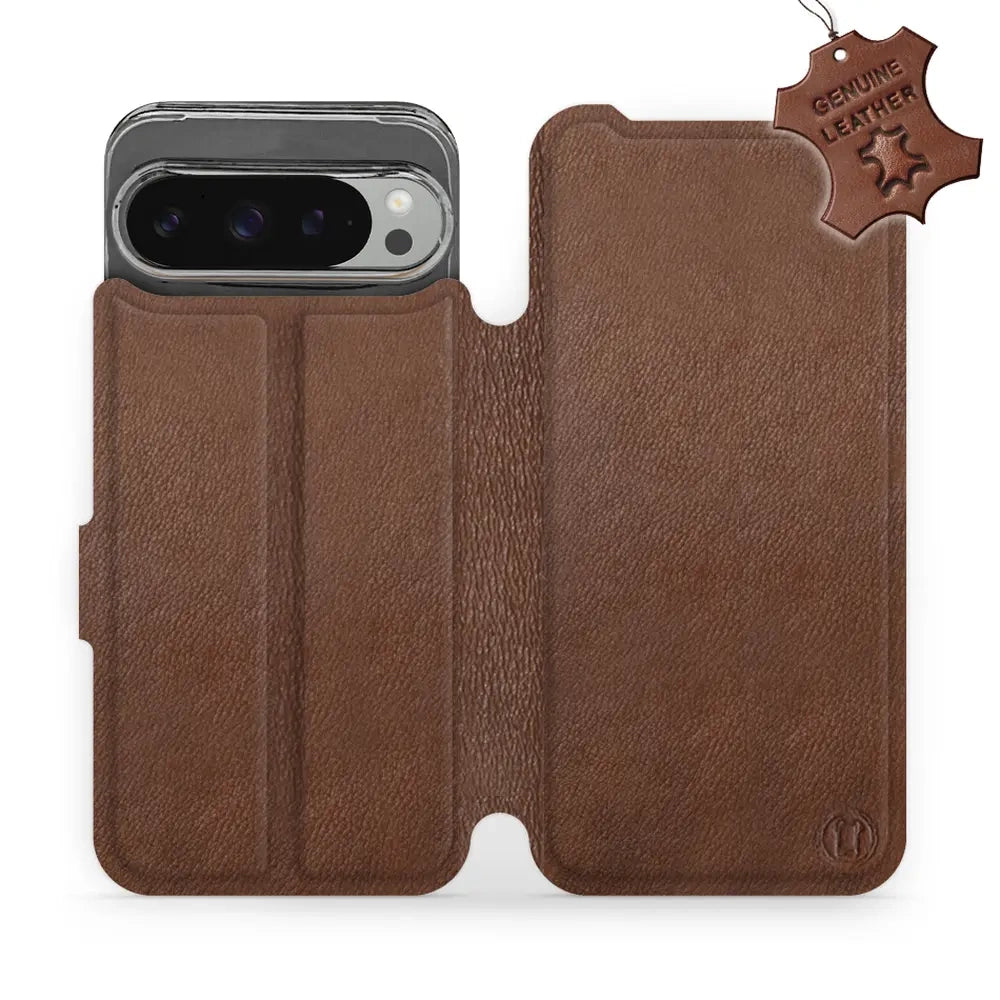 Echtleder Handyhülle für Google Pixel 9 Pro XL, Mobiwear Leather, Braun