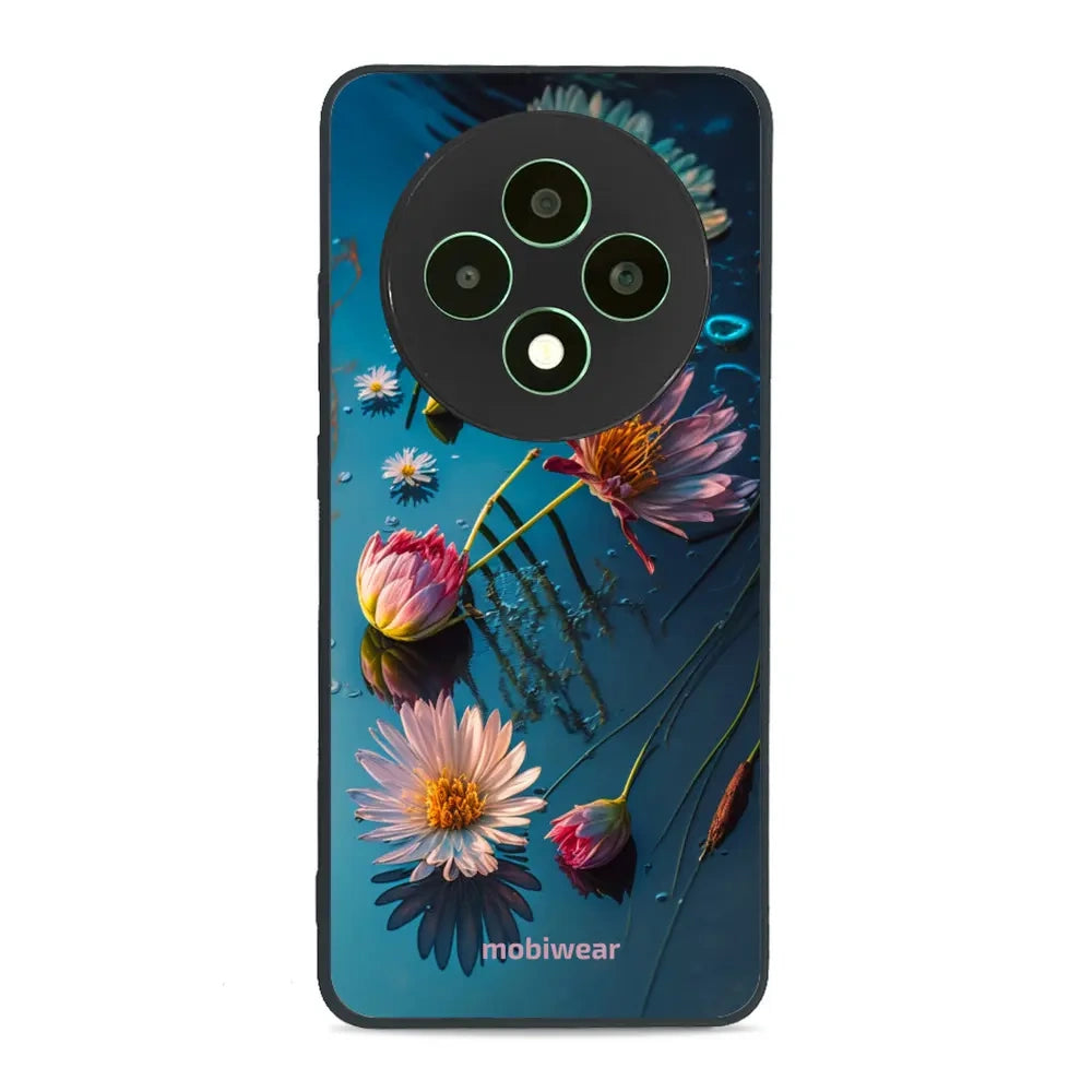 Handyhülle für Oppo Reno 12 F, Mobiwear Glossy Case, Blau-Blumig