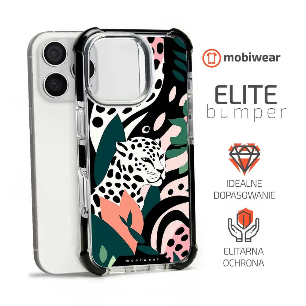 Handyhülle für iPhone 16 Pro Max mit MagSafe, Mobiwear Elite Bumper, Tropischer Gepard