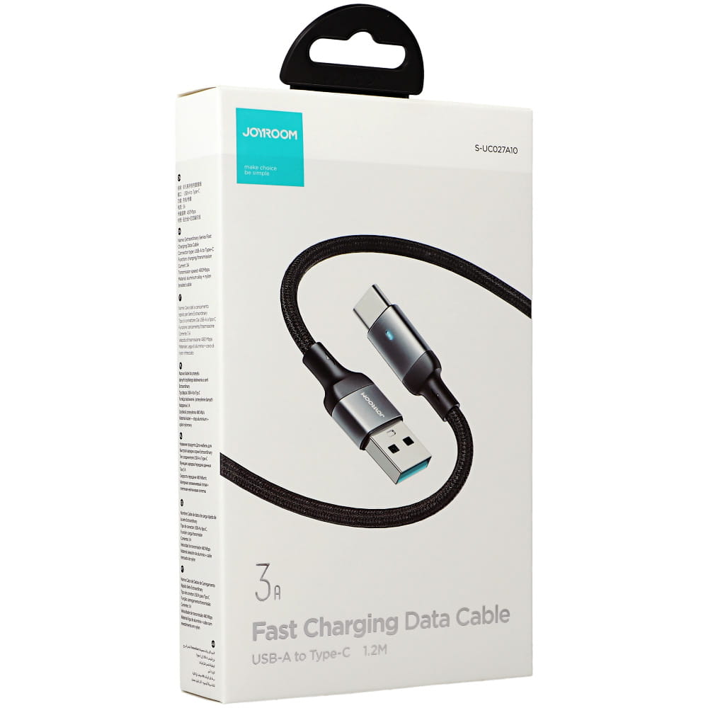 Ladekabel / Datenkabel USB-A zu USB-C, Joyroom A10 Series, 3A, 1.2m, Schwarz
