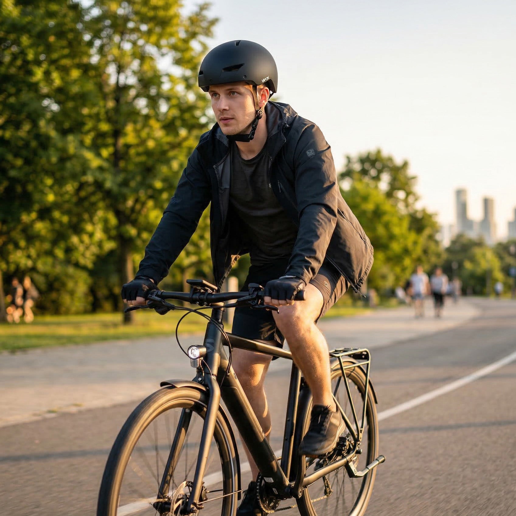 Fahrradhelm mit LED-Licht, Vayox Street VA0423BMM 55-58 cm, Schwarz