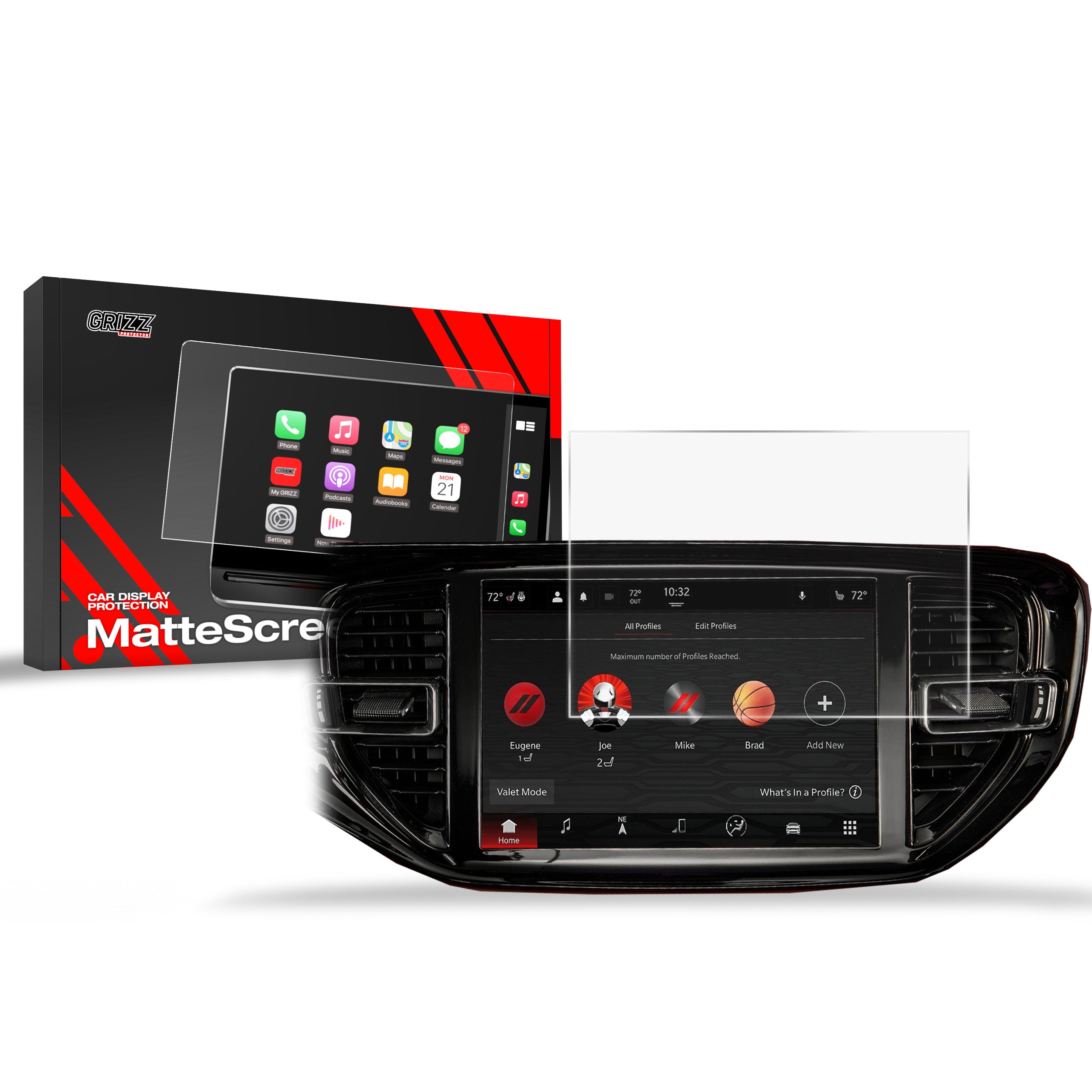 Matte Autodisplayfolie für Dodge Durango 10" (2020-2026), Grizz Protector
