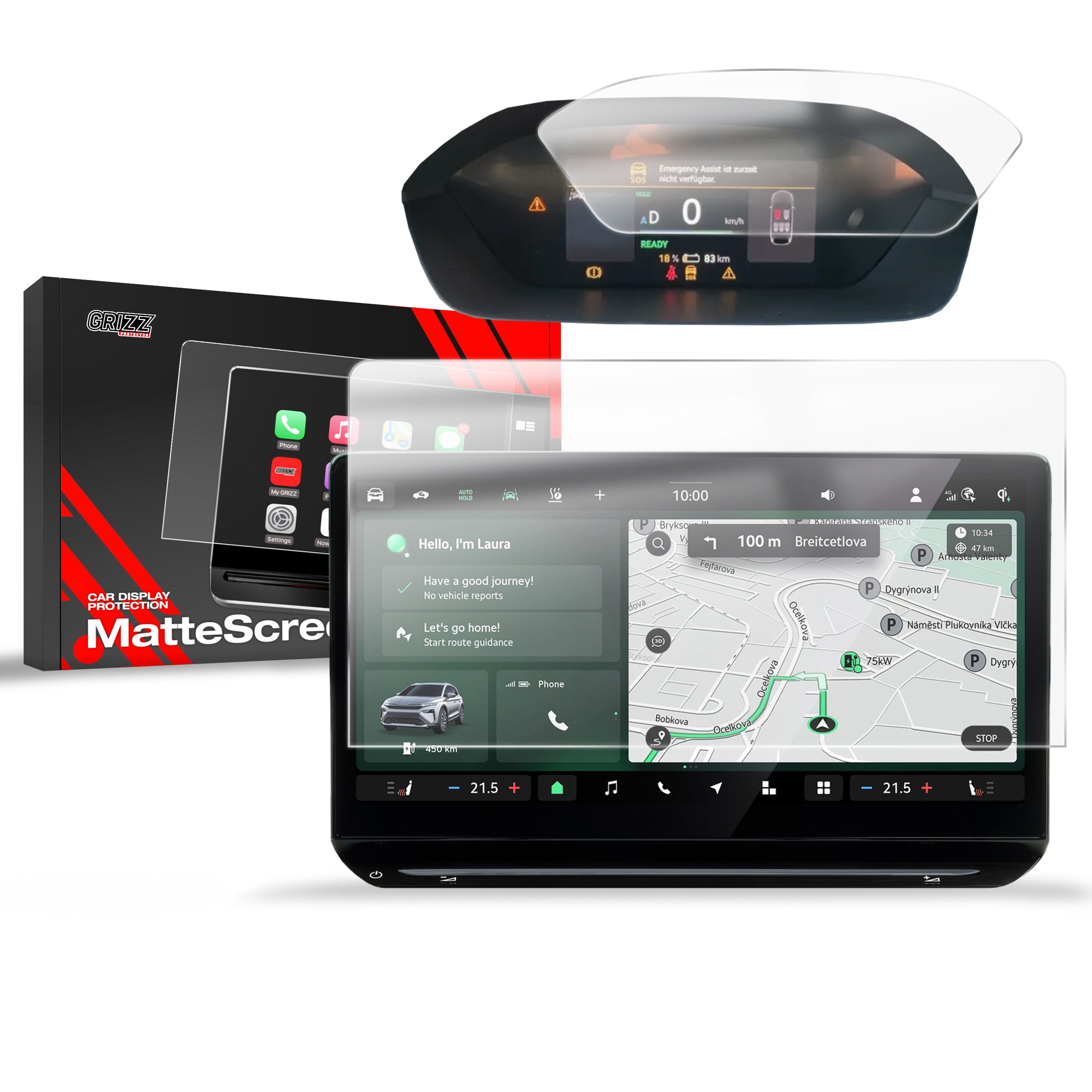 Matte Autodisplayfolie 2in1 für Skoda Elroq 13" (2025-2026), Grizz Protector