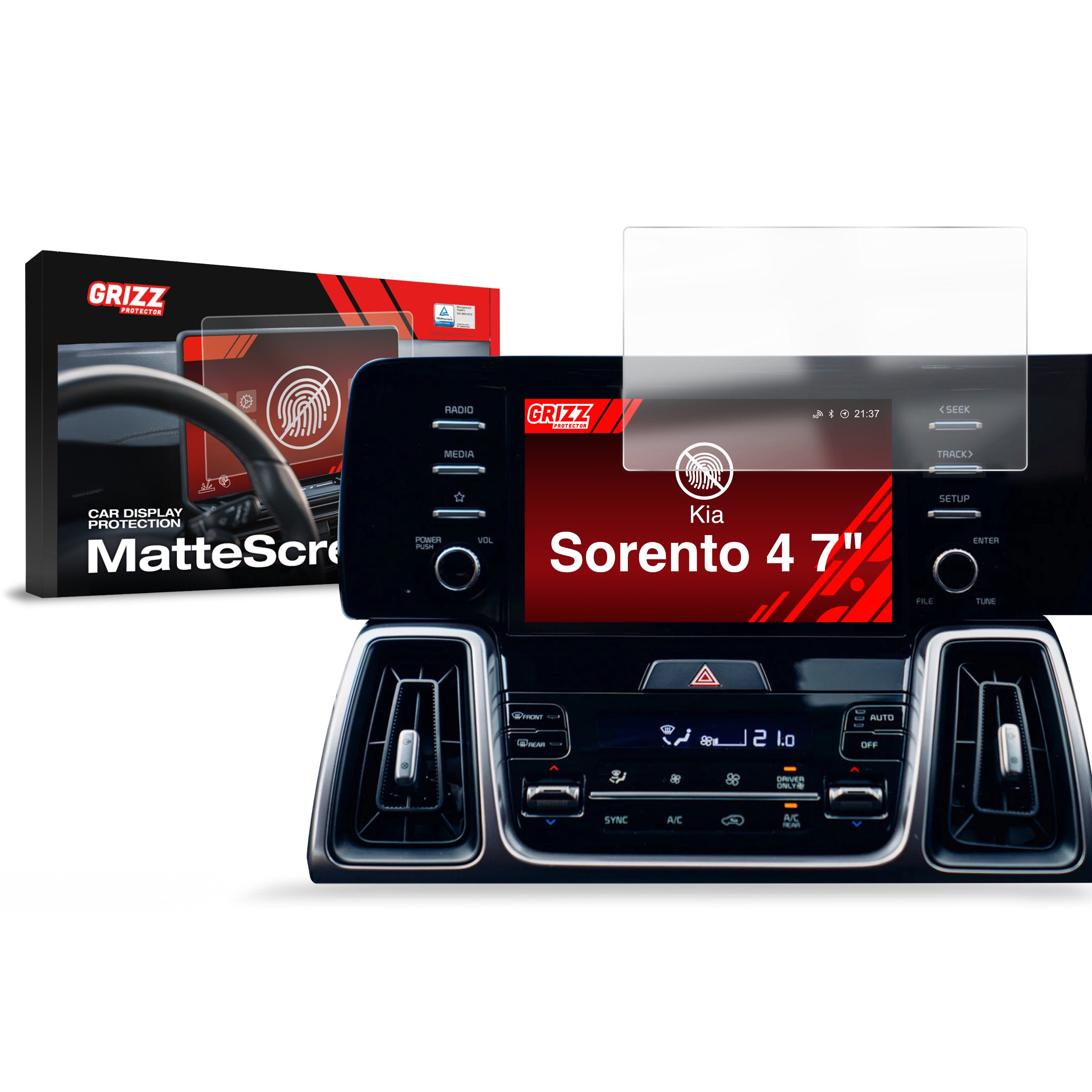Matte Autodisplayfolie für Kia Sorento 4 (2020-2023), Grizz Protector