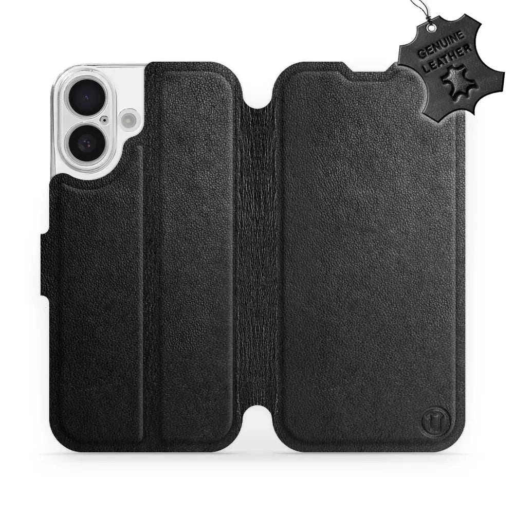 Echtleder Handyhülle für iPhone 16, Mobiwear Leather, Schwarz