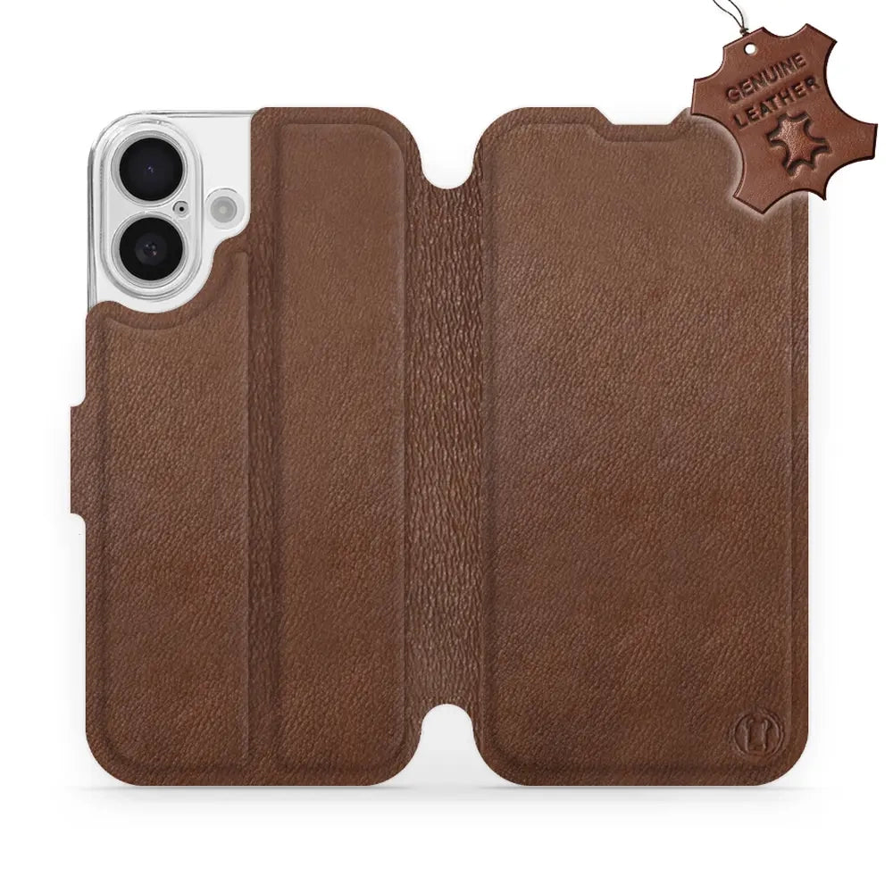 Echtleder Handyhülle für iPhone 16, Mobiwear Leather, Braun