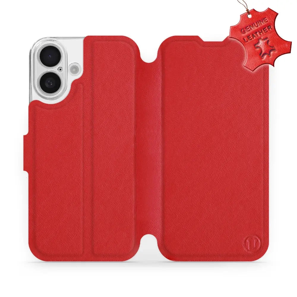 Echtleder Handyhülle für iPhone 16, Mobiwear Leather, Rot