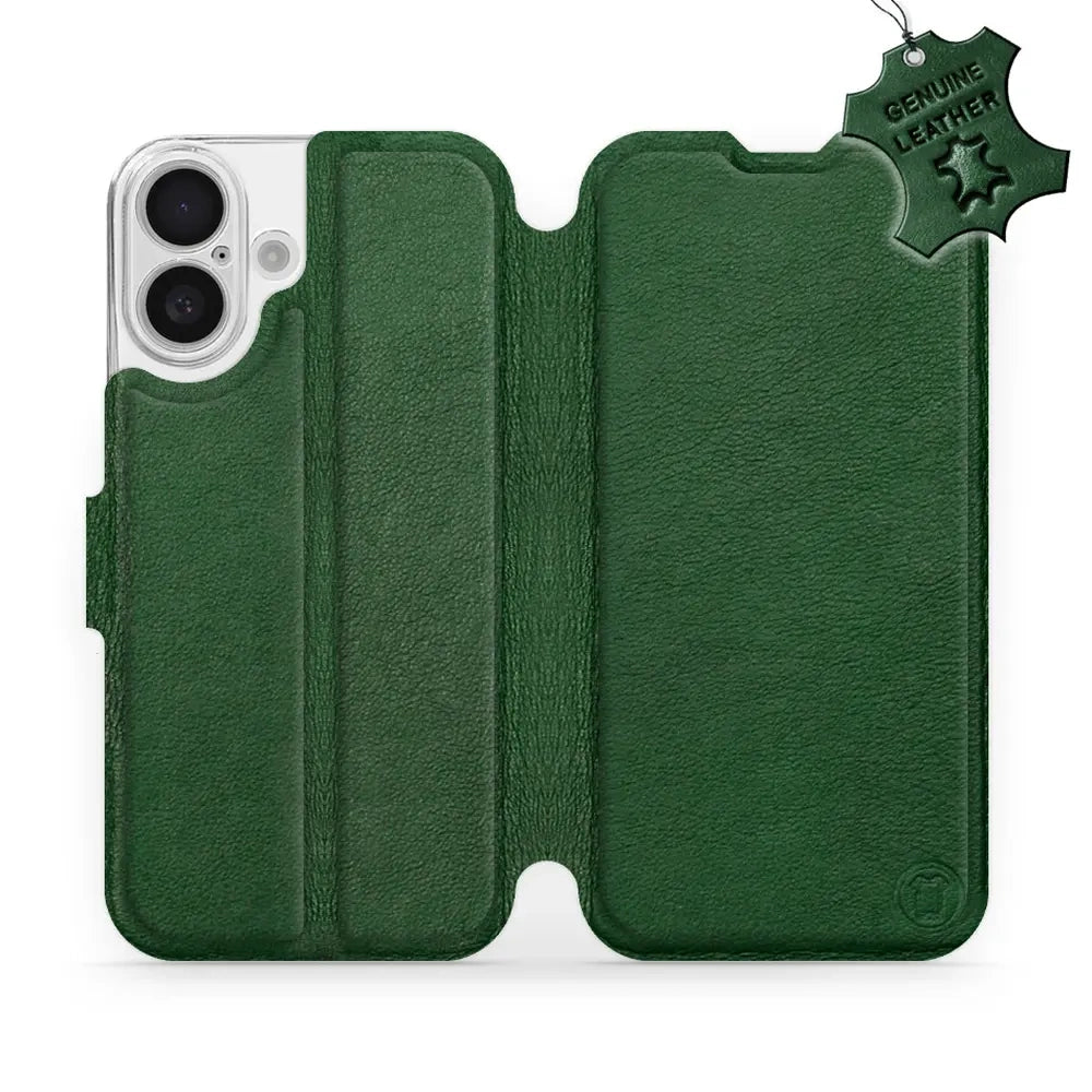 Echtleder Handyhülle für iPhone 16, Mobiwear Leather, Grün