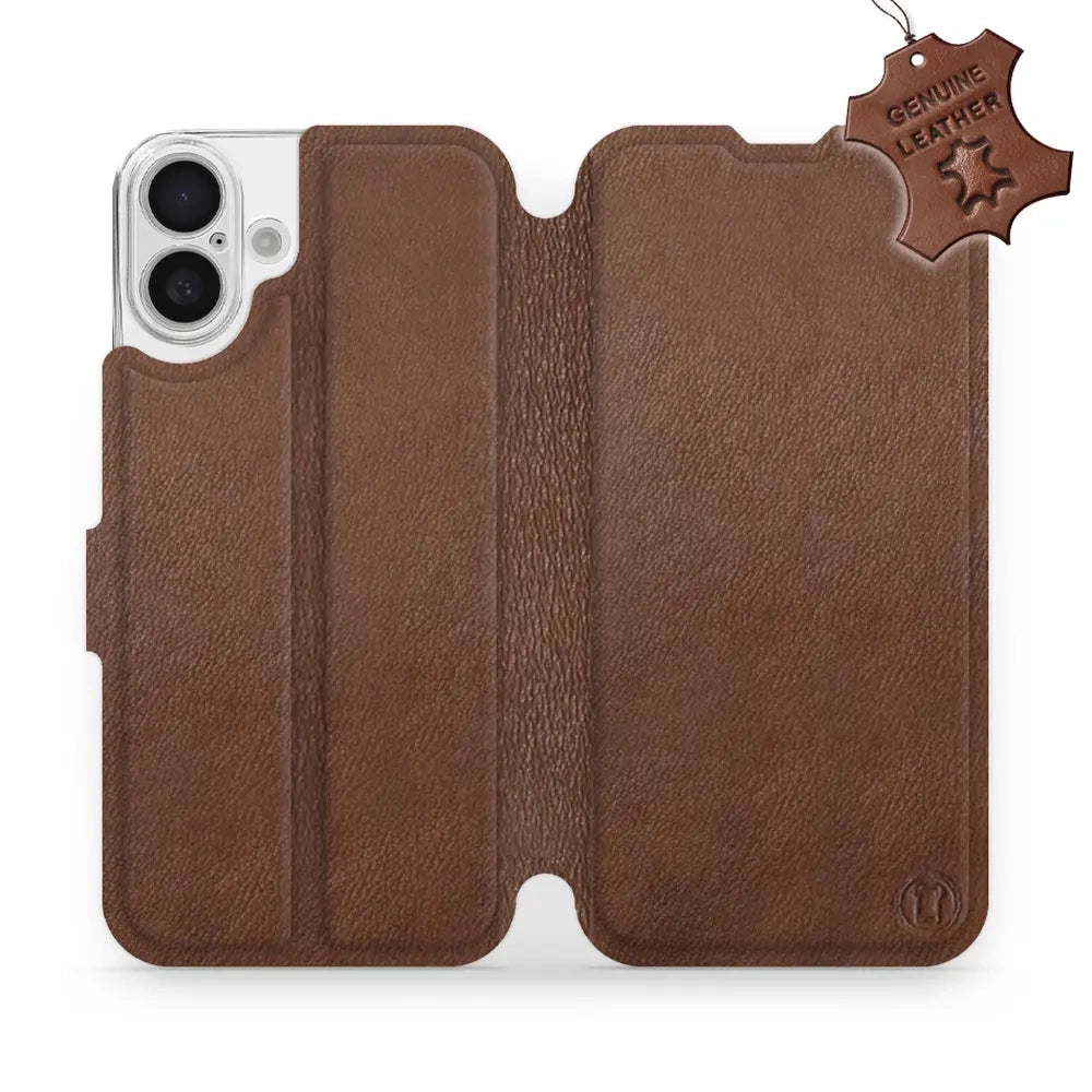 Echtleder Handyhülle für iPhone 16 Plus, Mobiwear Leather, Braun