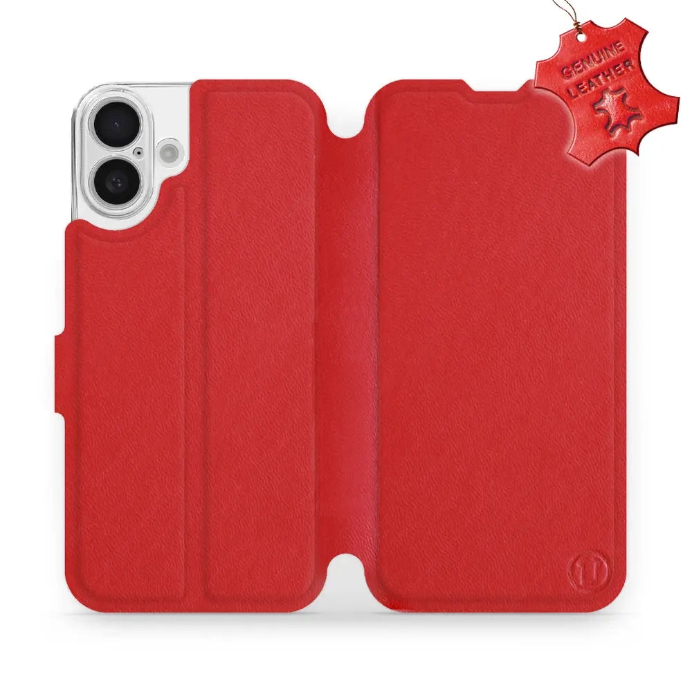 Echtleder Handyhülle für iPhone 16 Plus, Mobiwear Leather, Rot