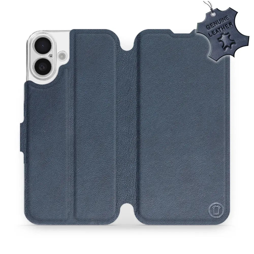 Echtleder Handyhülle für iPhone 16 Plus, Mobiwear Leather, Dunkelblau