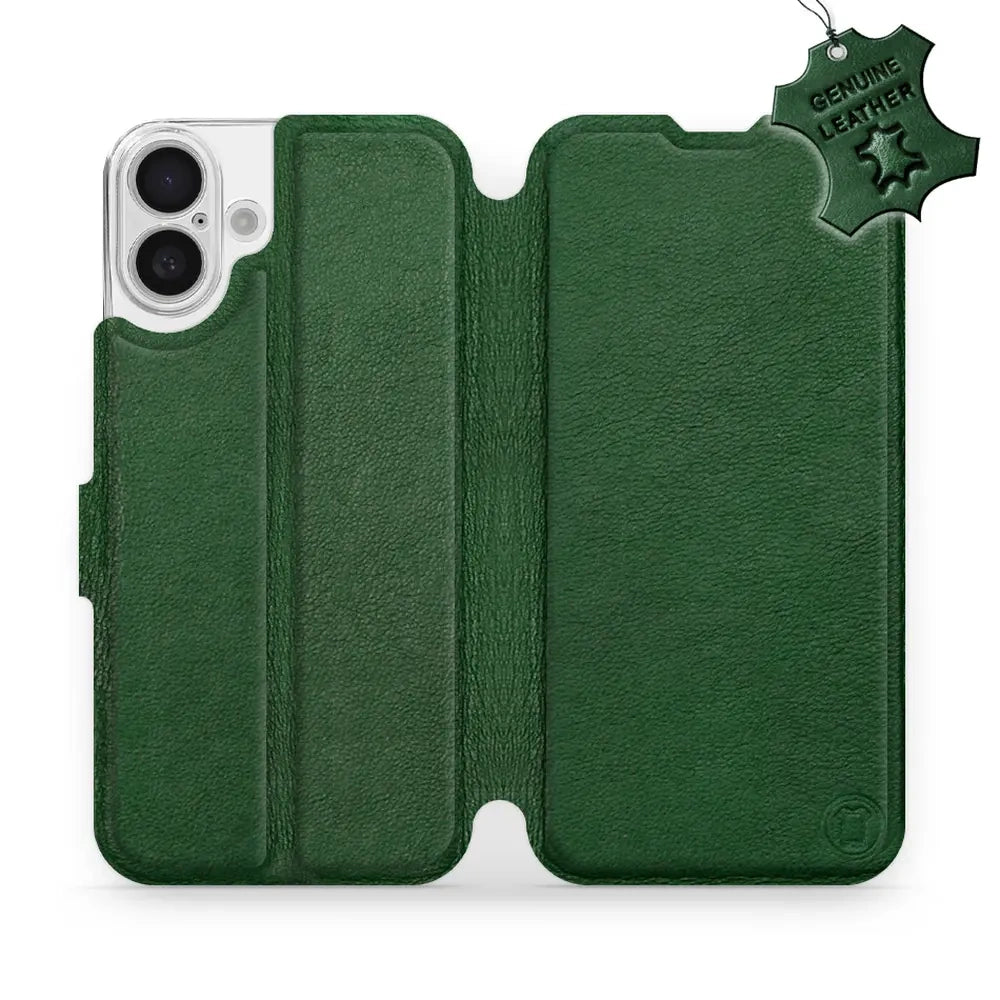 Echtleder Handyhülle für iPhone 16 Plus, Mobiwear Leather, Grün