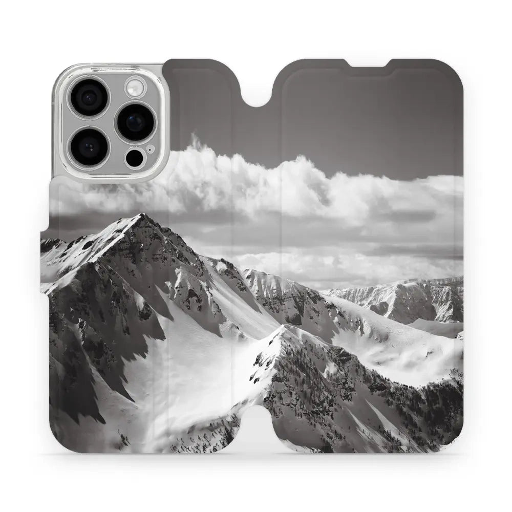 Handyhülle mit klappe für iPhone 16 Pro, Mobiwear Book, Berggipfel