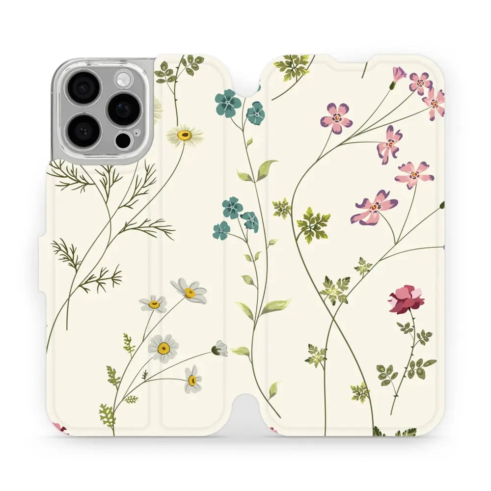Handyhülle mit klappe für iPhone 16 Pro Max, Mobiwear Book, Feldblumen
