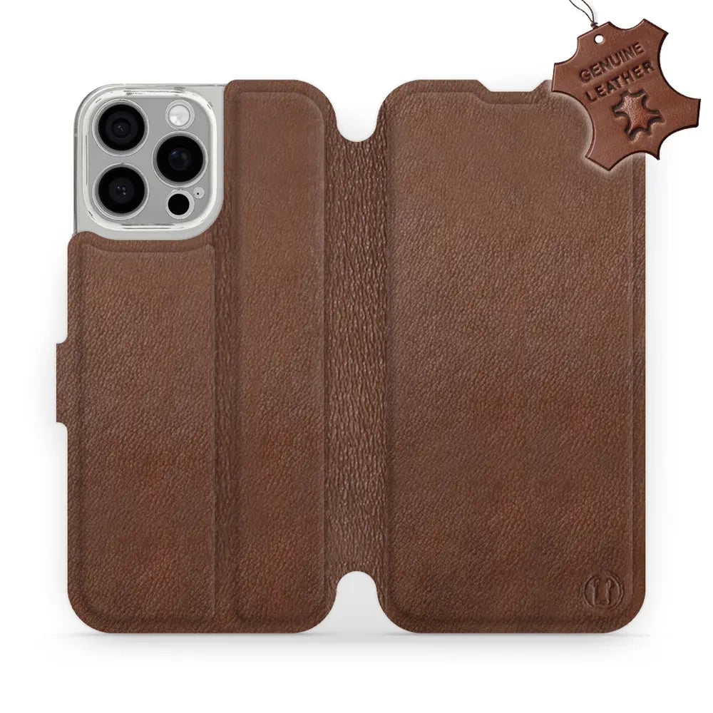 Echtleder Handyhülle für iPhone 16 Pro Max, Mobiwear Leather, Braun