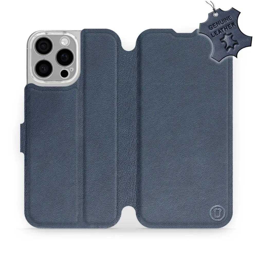 Echtleder Handyhülle für iPhone 16 Pro Max, Mobiwear Leather, Dunkelblau