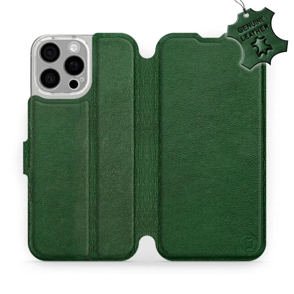 Echtleder Handyhülle für iPhone 16 Pro Max, Mobiwear Leather, Grün