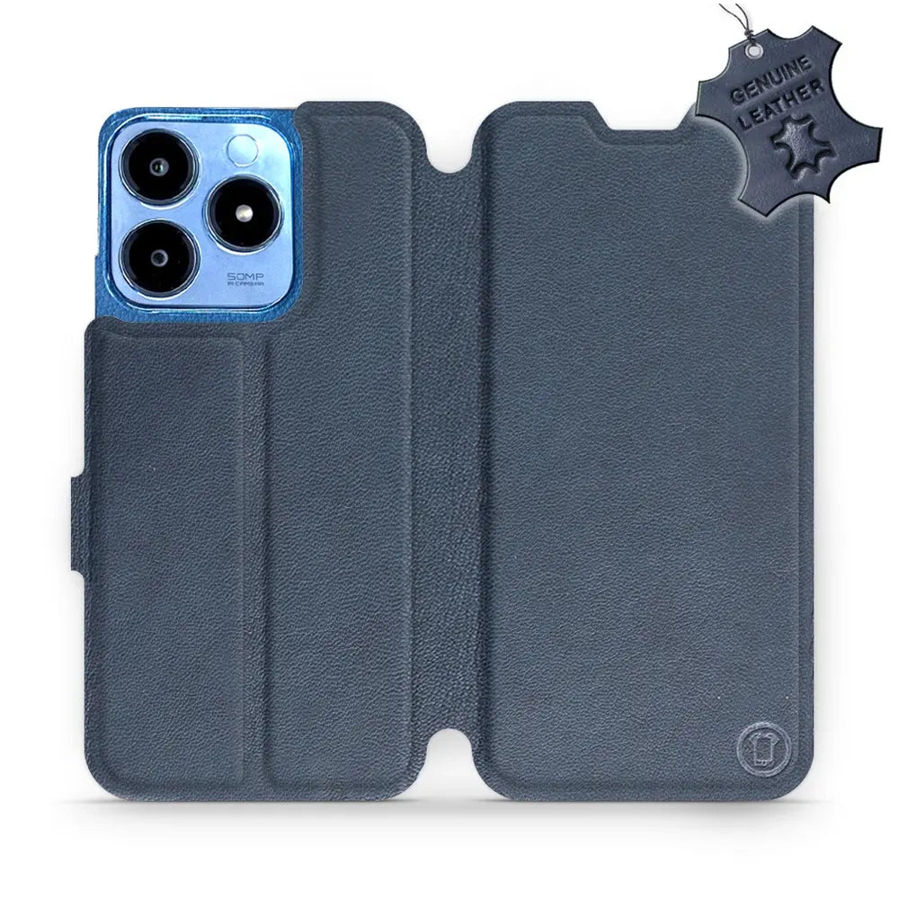 Echtleder Handyhülle für Realme C63 4G, Mobiwear Leather, Dunkelblau
