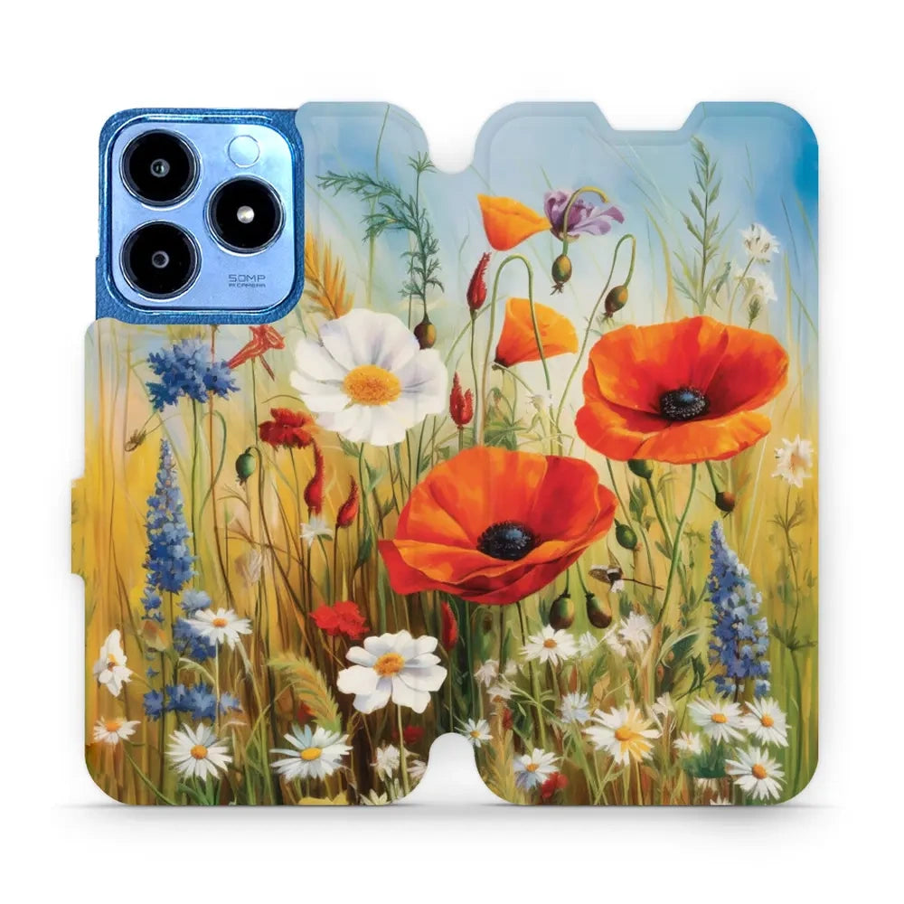 Handyhülle mit klappe für Realme C63 4G, Mobiwear Book, Wiesenblumen