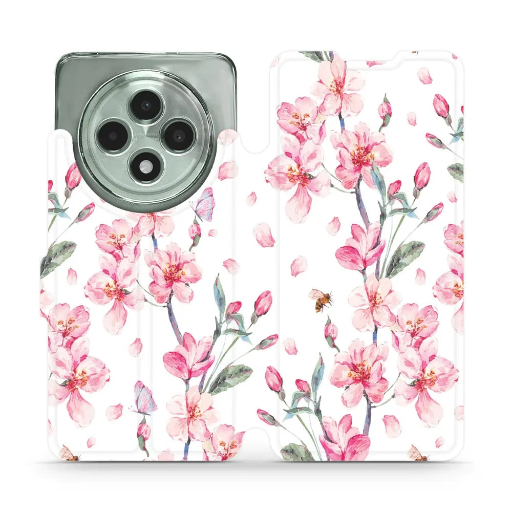 Handyhülle mit klappe für Oppo Reno 12 FS, Mobiwear Book, Rosa Frühling