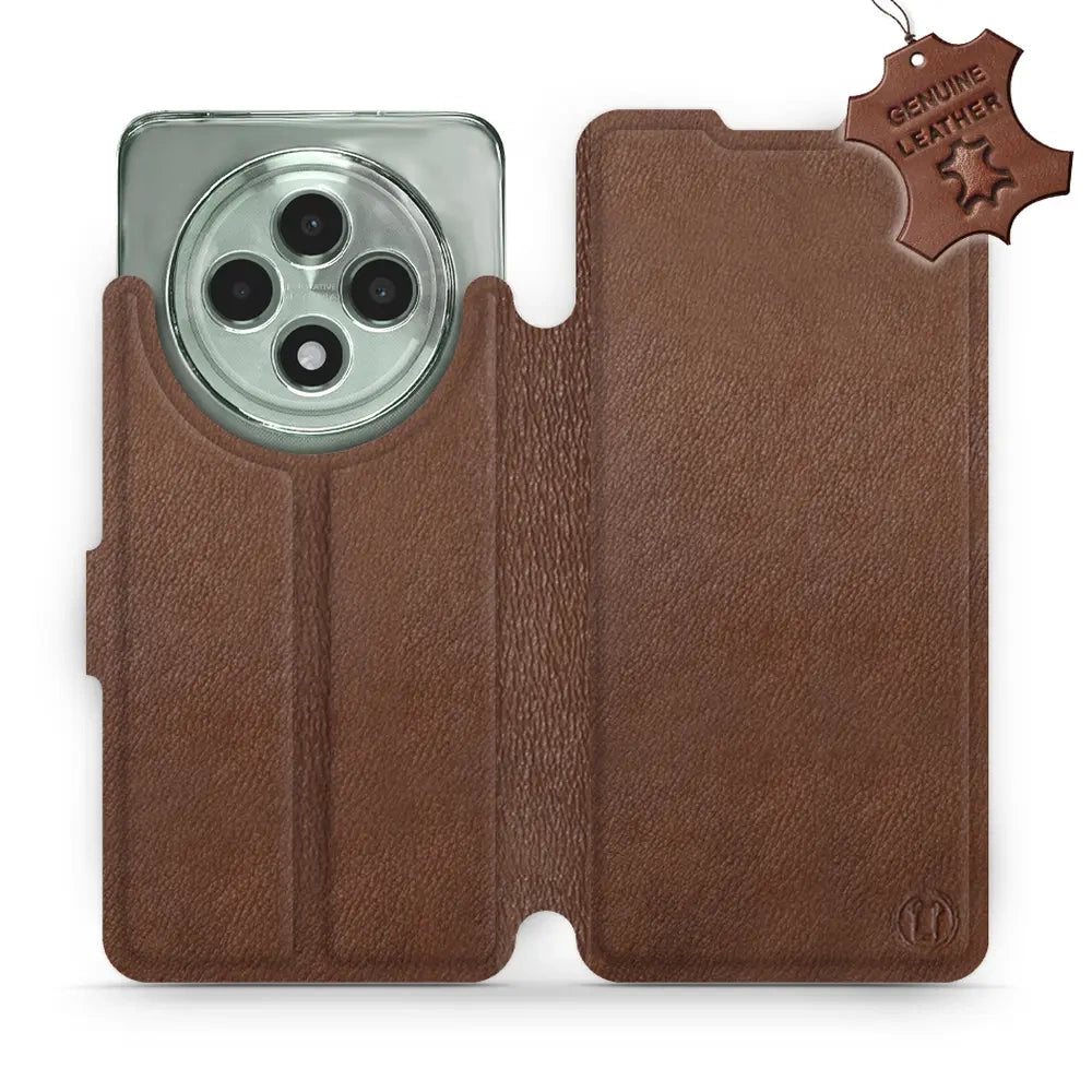 Echtleder Handyhülle für Oppo Reno 12 FS, Mobiwear Leather, Braun