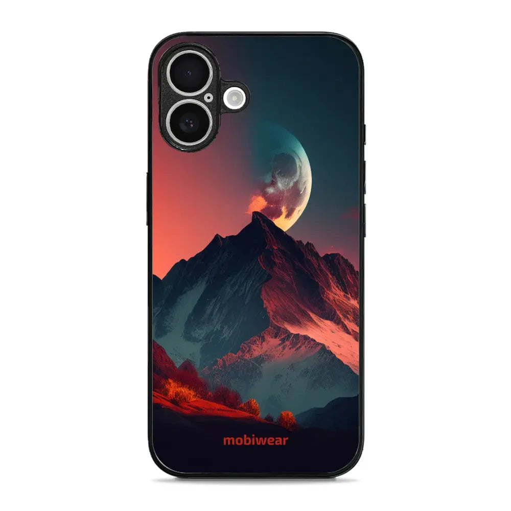 Handyhülle für iPhone 16 Plus, Mobiwear Glossy Case, Gebirgsdämmerung