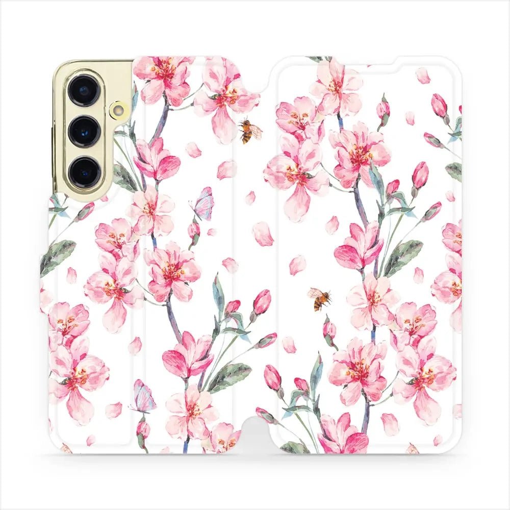 Handyhülle mit klappe für Galaxy S24 FE, Mobiwear Book, Rosa Frühling