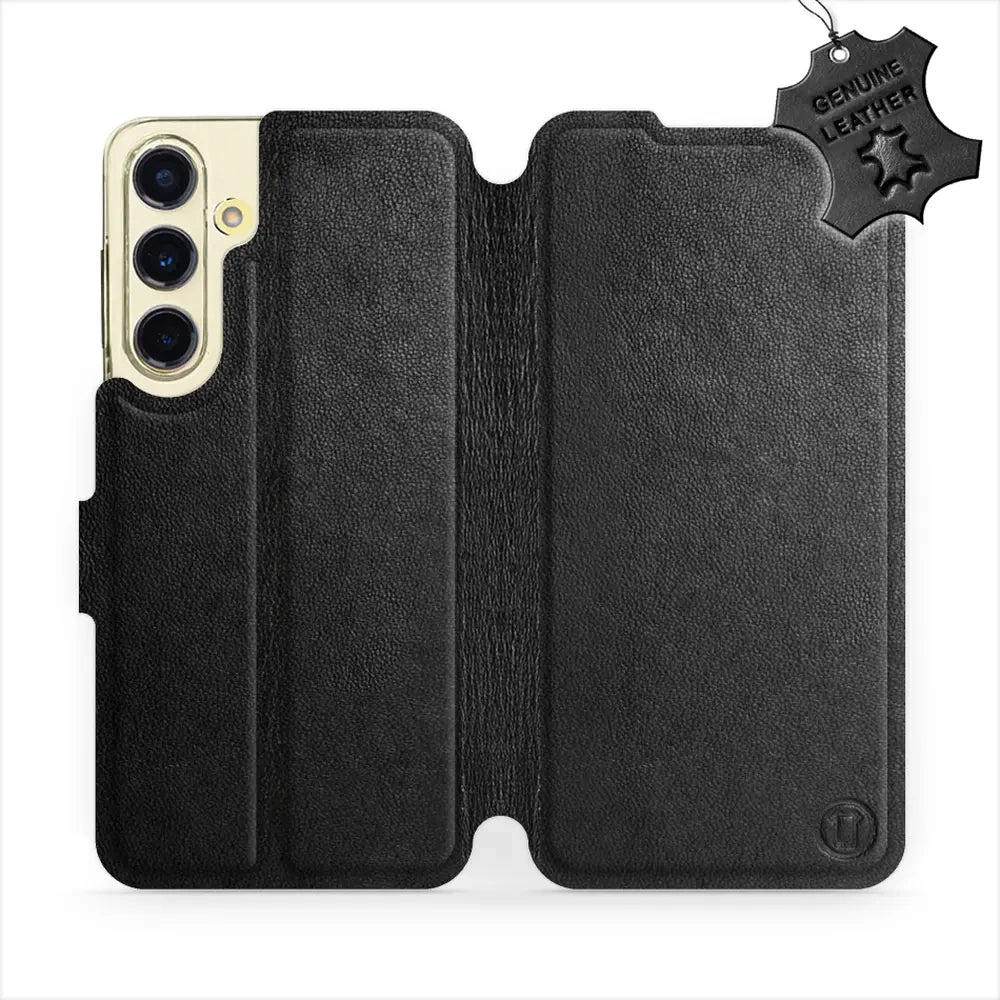 Echtleder Handyhülle für Galaxy S24 FE, Mobiwear Leather, Schwarz