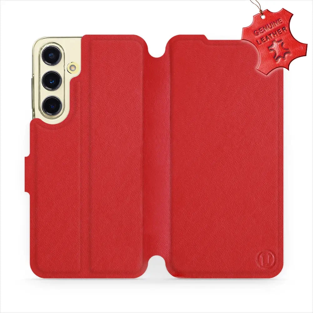 Echtleder Handyhülle für Galaxy S24 FE, Mobiwear Leather, Rot