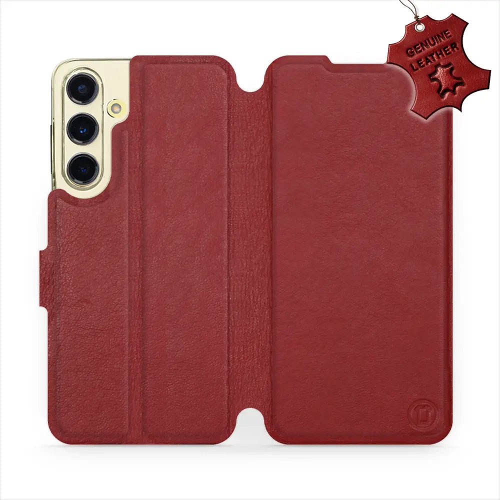 Echtleder Handyhülle für Galaxy S24 FE, Mobiwear Leather, Dunkelrot