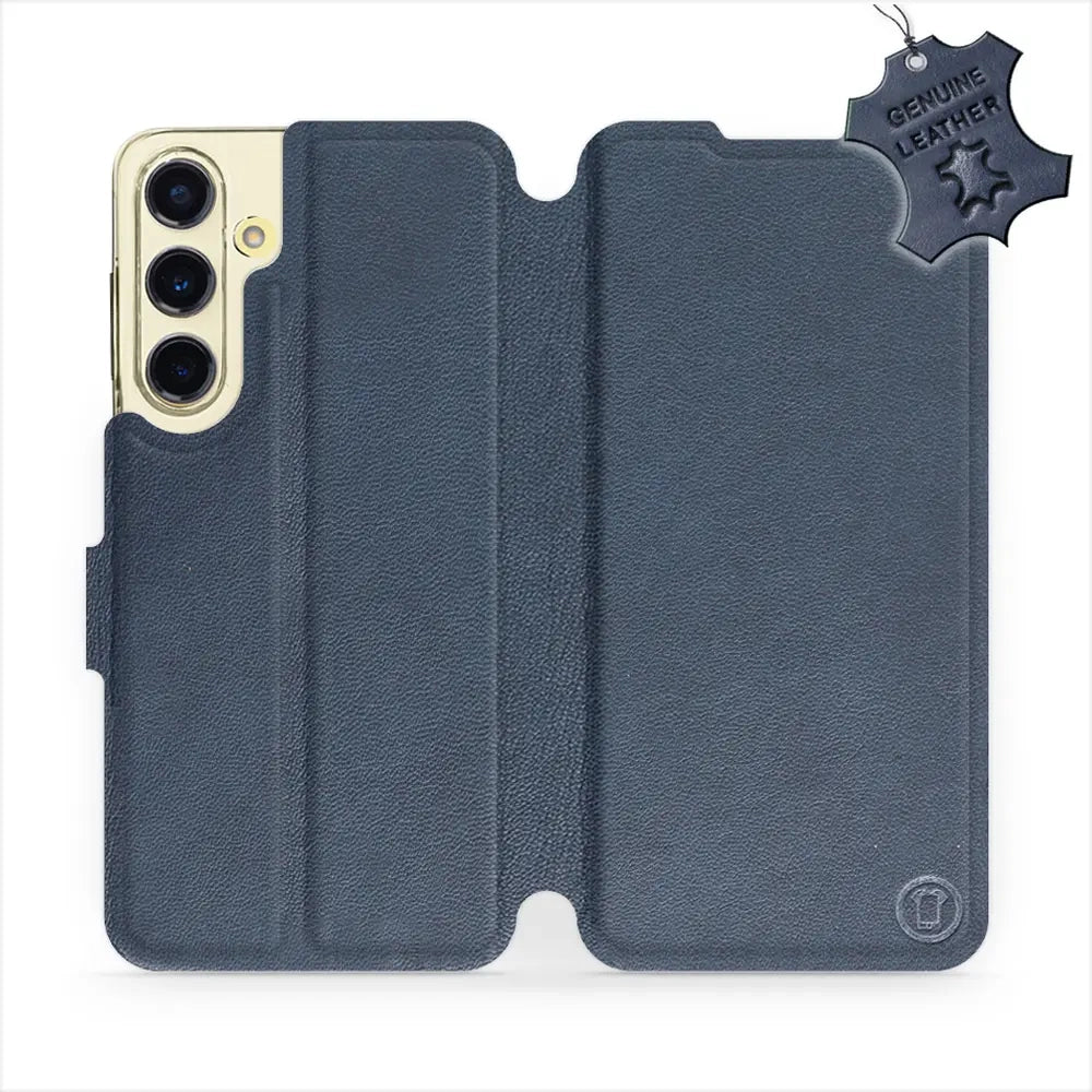 Echtleder Handyhülle für Galaxy S24 FE, Mobiwear Leather, Dunkelblau