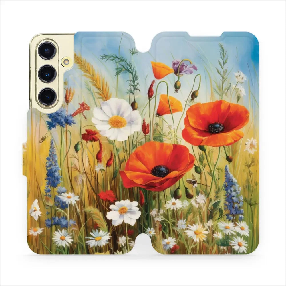 Handyhülle mit klappe für Galaxy S24 FE, Mobiwear Book, Wiesenblumen