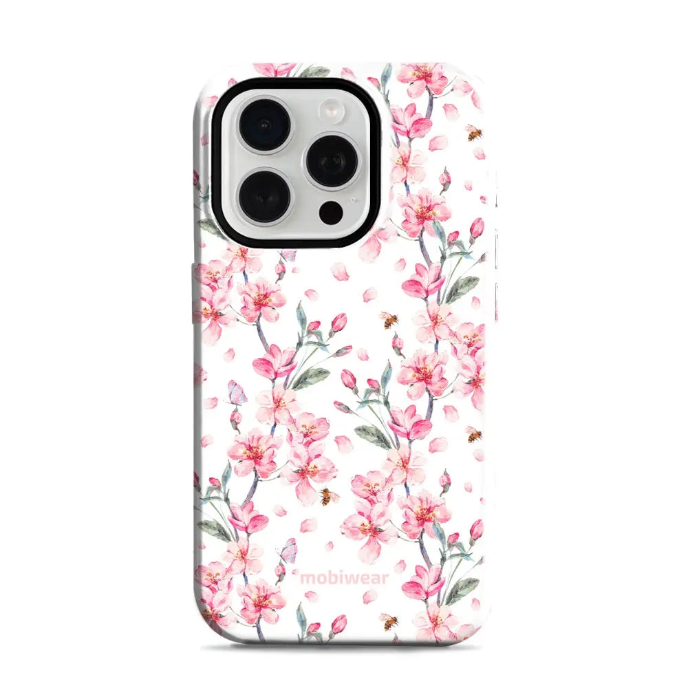 Handyhülle für iPhone 15 Pro, Mobiwear Elite Pro, Japanischer Blumenstrauß