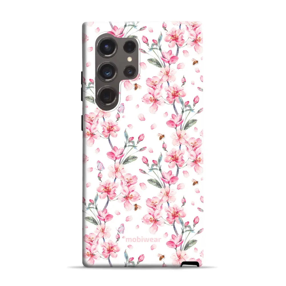 Handyhülle für Galaxy S24 Ultra, Mobiwear Elite Pro, Japanischer Blumenstrauß