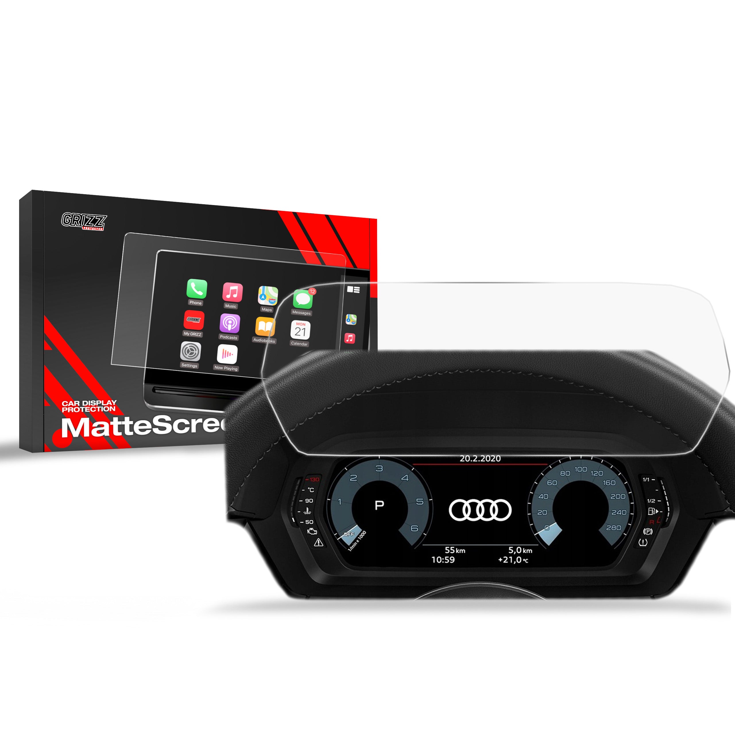 Matte Autodisplayfolie für Audi A3 8Y Virtual Cockpit 10,25" (2020-2026), Grizz Protector