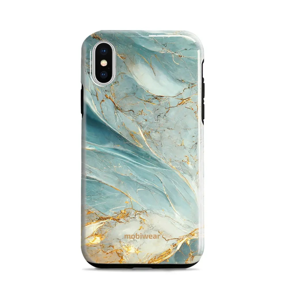 Handyhülle für iPhone X, Mobiwear Elite Pro, Adern des Azur