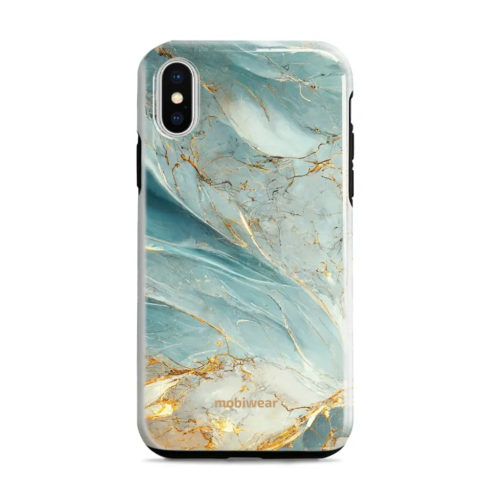 Handyhülle für iPhone Xr, Mobiwear Elite Pro, Adern des Azur